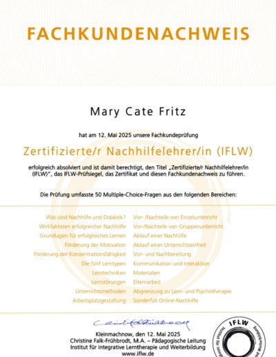 Nachhilfe Osterwieck 4 Fachkundenachweis 60